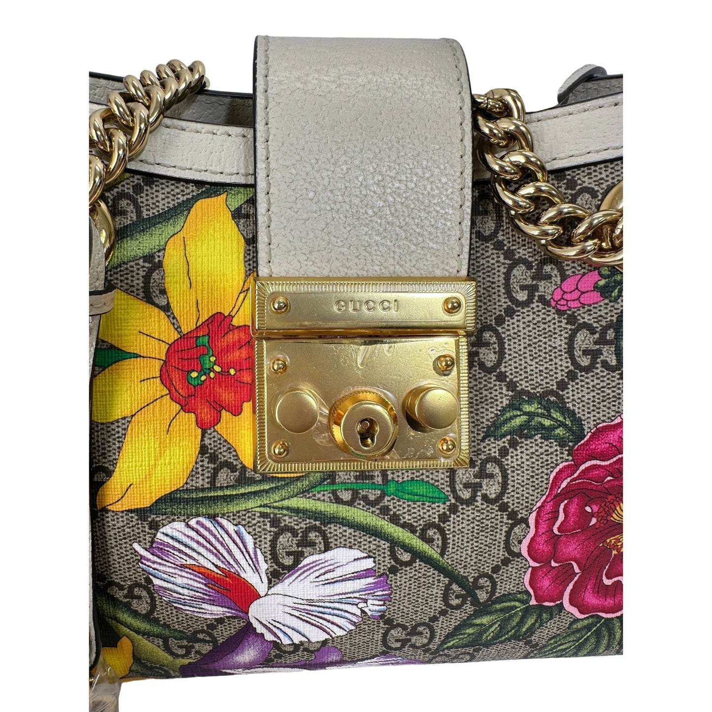 Gucci Ophidia Flora Padlock Small Tote Bag