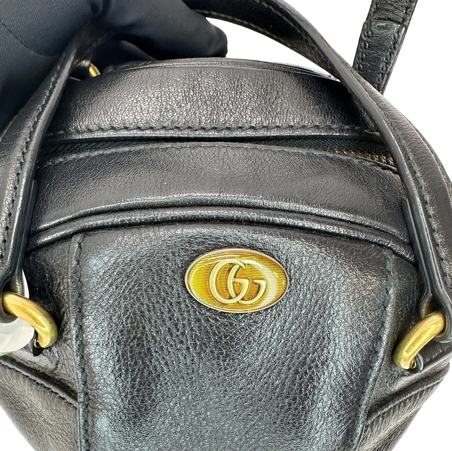 GUCCI Energy Mini Tifosa Basketball Shaped Shoulder Bag Black