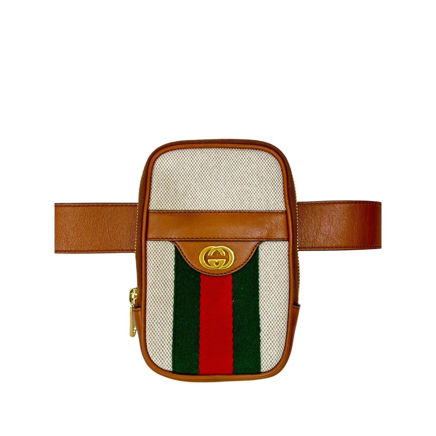 Preloved Gucci Ophidia stripe canvas waist belt bag